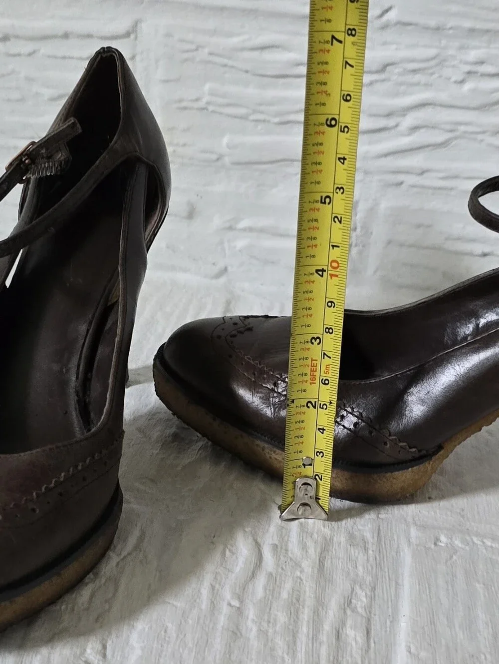 Classic Brown Leather Mary Jane Heels